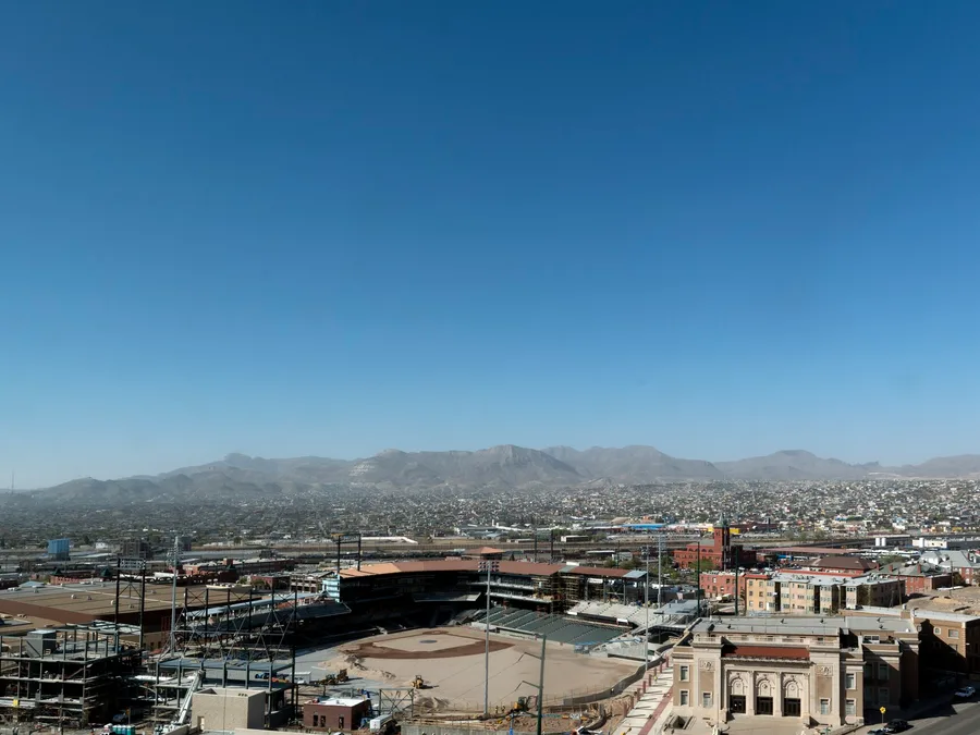 Downtown El Paso skyline with the Franklin Mountains behind it